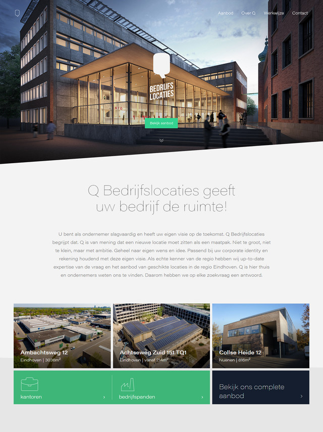 Q bedrijfslocaties Homepage responsive website